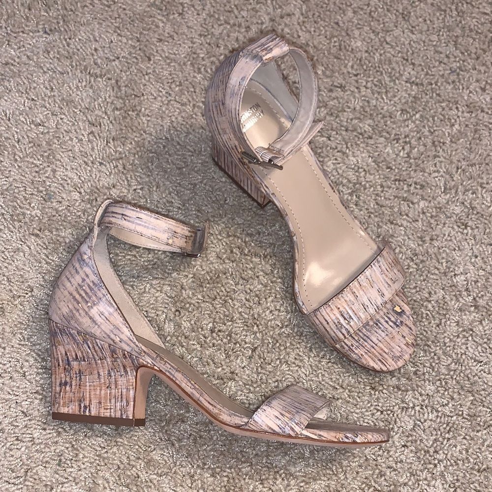 Johnston & Murphy Tan Block Heel Leather Sandals Size 8.5